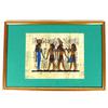 Peinture sur papyrus d'Isis et Horus +cadre doré