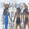 Peinture sur papyrus d'Isis et Horus +cadre doré - Photo 2