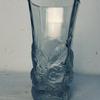 Vase en verre moulé transparent épais - années 70? - Photo 0