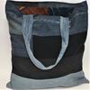Matières recyclées : Tote bag 100% jean recyclé doublé d'un coton - Motifs turquoises - Photo 2