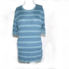 Pull bleu rayé manche  courte en laine taille 4 - Photo 0