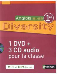 Anglais 1re B1/B2 Diversity. 1 DVD + 3 CD AUDIO - Photo entière