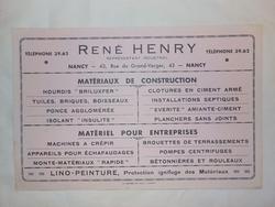 buvard publicitaire "René Henry - Nancy" - Photo entière