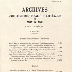 Archives d'histoire doctrinale et littéraire du Moyen Age N° 82 - Photo zoomée
