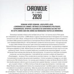 Chronique de l'année 2020 - Photo 1
