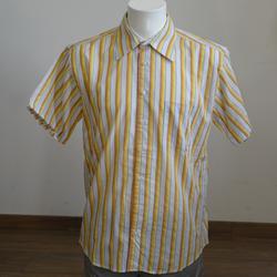 Chemise à manches courtes rayée multicolore, à dominante Orange, Jaune et Gris Perle - Taille 4 - Photo 0