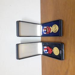 Paire de médailles ordonnance de travail vermeil en bronze doré-République Française - Photo 0