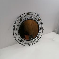 Miroir vintage à cadre en fer forgé peint en noir - Photo 1