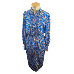 Robe bleu coupe droite longue à fleurs - Le printemps - S - Photo 0