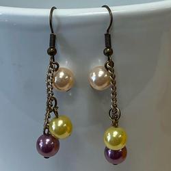 Boucles d'oreilles en perles et chaines recyclées  - Photo 0