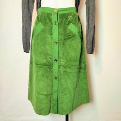 Jupe en velours côtelé verte vintage - Courrèges Paris - S estimé (taille O) - Photo 0