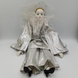 Poupée en porcelaine blanche Pierrot Arlequin avec clown pantomime larme - Photo 0
