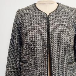 Blazer en tweed gris vintage "Cyrillus" - S - Femme - Photo 1