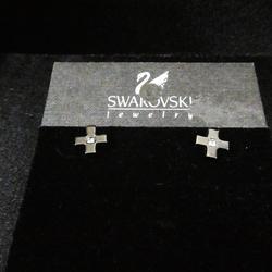  Swarovski boucles d'oreilles croix argentées - Photo 0