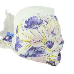 STEFFY - Soutien-Gorge Blanc & Fleurs Violette - 85C - Comme Neuf - Photo 1