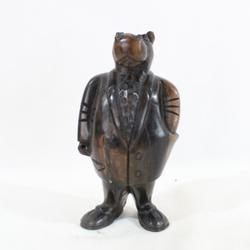 Insolite hippopotame en bois sculpté en ensemble veste  - Photo 1