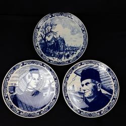 Trio d'assiette en céramique hollandaise  - Photo zoomée