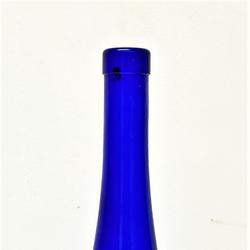 Vase soliflore bleu en verre en forme de bouteille - Photo 0