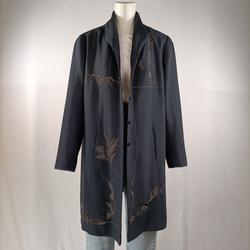 Manteau chic et léger, en drap de laine mélangé et brodé, gris anthracite - NITYA - taille XL - Photo 1