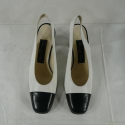 chaussures femme italiennes Lavorazione Antigona blanches et noires pointure 36,5 , talon 7 cm - Photo 0