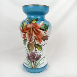  Grand vase en opaline peinte - Photo 1
