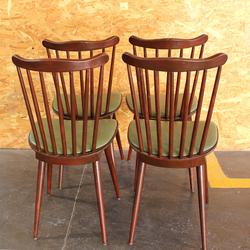 Lot de 6 chaises en bois et similicuir vert  - Photo 1