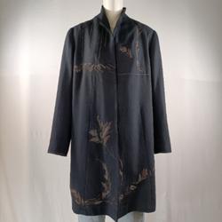Manteau chic et léger, en drap de laine mélangé et brodé, gris anthracite - NITYA - taille XL - Photo 0