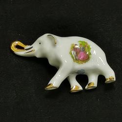 Elephant de collection miniature en porcelaine de Limoges castel 7x4cm style fragonard romantic  - Photo 0