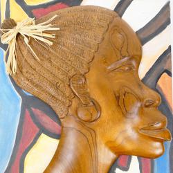 Sculpture profil en bois - art ethnique - format moyen - Photo 0