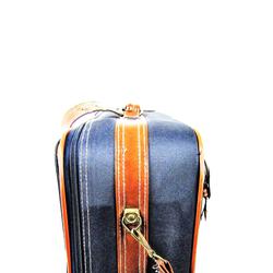 Valise bleue vintage à roulettes - Photo 1