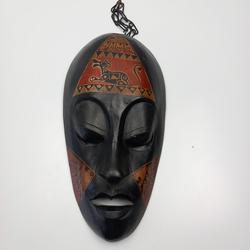 Masque Africain Sculpté en Bois - Photo 0