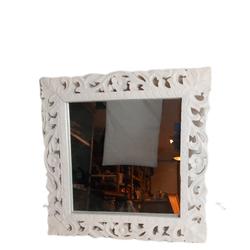 Miroir Vintage Encadre En Bois Blanc  - Photo 0