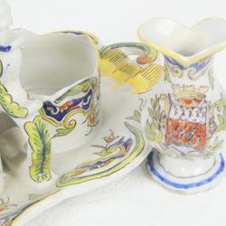 Vinaigrier et huilier en porcelaine décoré "Rouen" - Photo 1