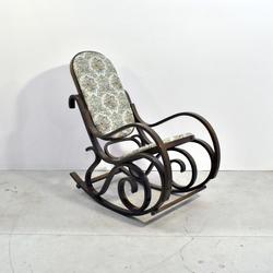 Rocking Chair - Bois Teinté & Tissu Imprimé - Photo 1
