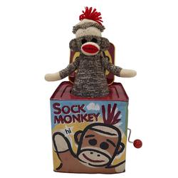 Boite à musique en tôle Sock Monkey Chaussette Singe - Photo 0