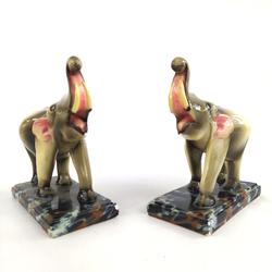 Ensemble de 2 éléphants en céramique émaillée - Photo 1