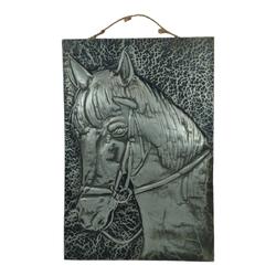 Tableau tête de cheval en plâtre - Photo zoomée