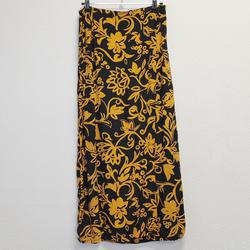 Paréo noir à fleurs jaunes vintage - TU - Femme - Photo 0
