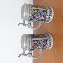 Paire de chope à bière vintage en céramique d'art Gerz west germany - Photo 1