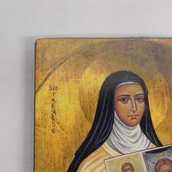 Icone sur bois St Thérèse de l'enfant Jésus - Photo 1