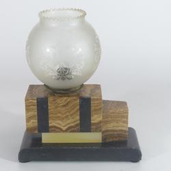 Lampe de chevet marbre et verre gravé - Art déco vintage - très bon état - Photo 0