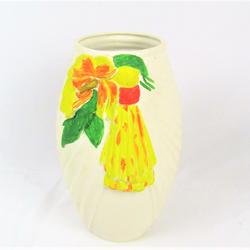 Vase en céramique décor de fleurs en relief Bordeaux. - Photo 1