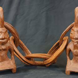Art africain : ancienne chaîne de mariage Homme - Femme en bois sculpté - Photo 0