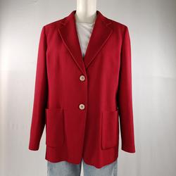 Veste blazer rouge en drap de laine mélangé - MaxMara - taille 44 - Photo 0