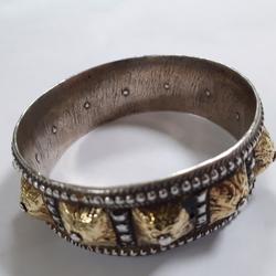 RARE ancien bracelet mounida "Soleil et lune" en argent et or - Photo 1