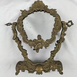 Psyché miroir ovale en laiton style Louis XV  - Photo 1