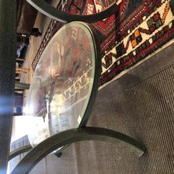 Table basse ovale en verre avec 2 plateaux - Photo 1