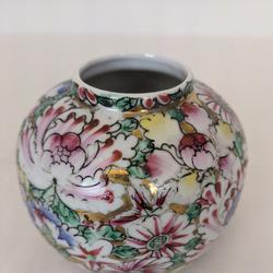 Vase en céramique émaillée Peint à la main - style asiatique  - Photo zoomée