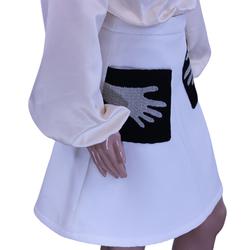 Jupe blanche imprimé main sur les poches- Joy Couture- Taille M - Photo 1