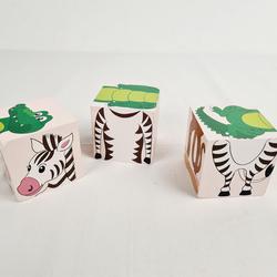 Puzzle cubes - 3 cubes en bois avec animaux - Mini Puzzle - Photo 1